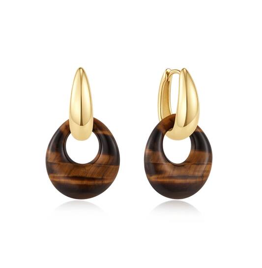  Wanderer - Oorringen - Zilver / 14kt GP - Cat's Eye